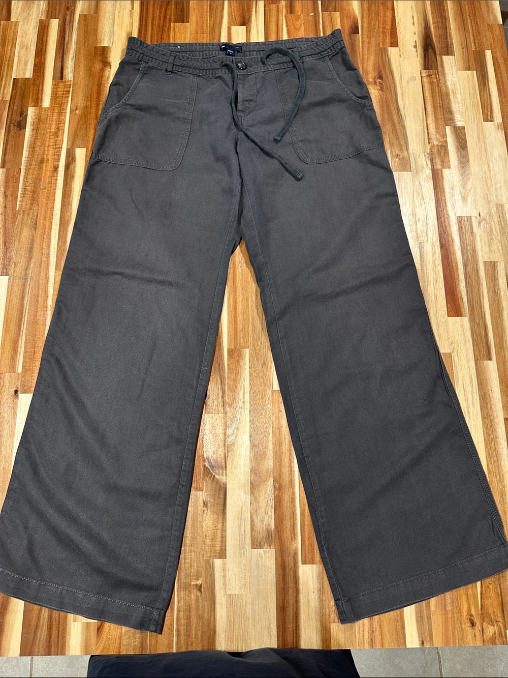 GAP Wide-Leg Drawstring Pants — Charcoal Gray 513